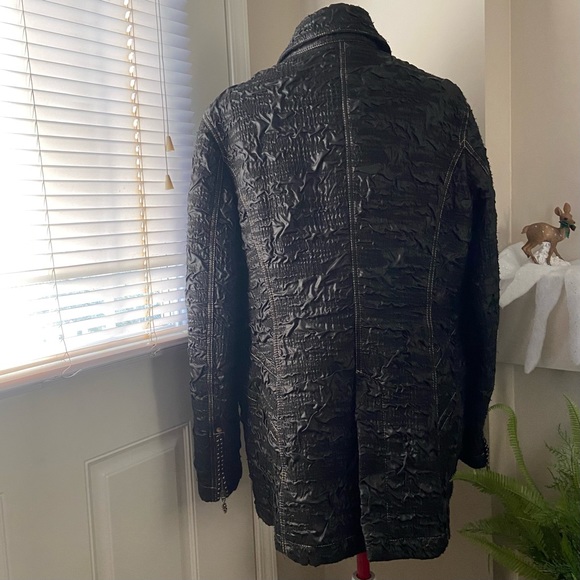 Cappopera Jeans women black crinkled wool blend, zip up jacket. Size 34. Used. - Picture 4 of 7